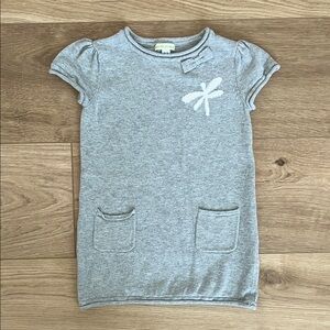 Italian Rolled Hem Gray Dragonfly Sweater Dress with Pockets